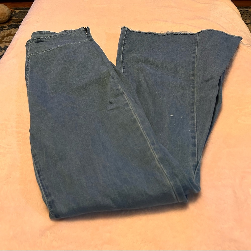SHEIN Blue Flare Wide Leg Jeans